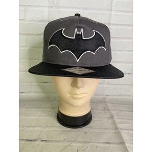 DC Comics Batman Embroidered Logo Black Gray Snapback Hat Cap Adult OSFM